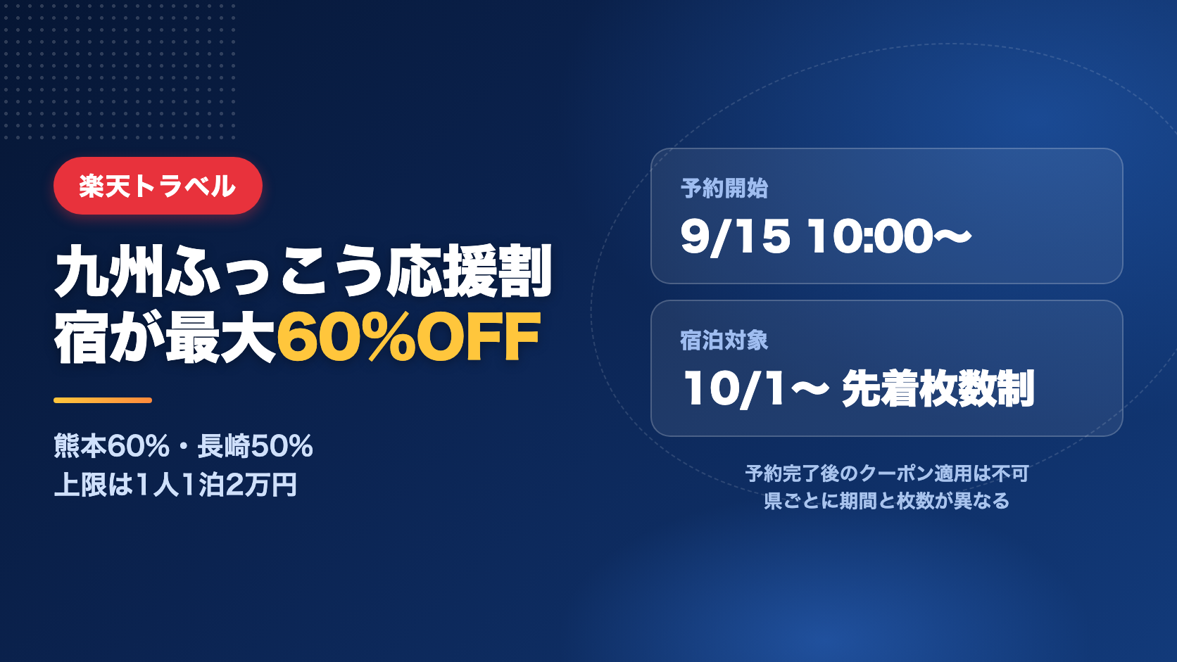 九州ふっこう応援割は楽天トラベルで最大60%OFF｜熊本・長崎の条件とおすすめ宿10選